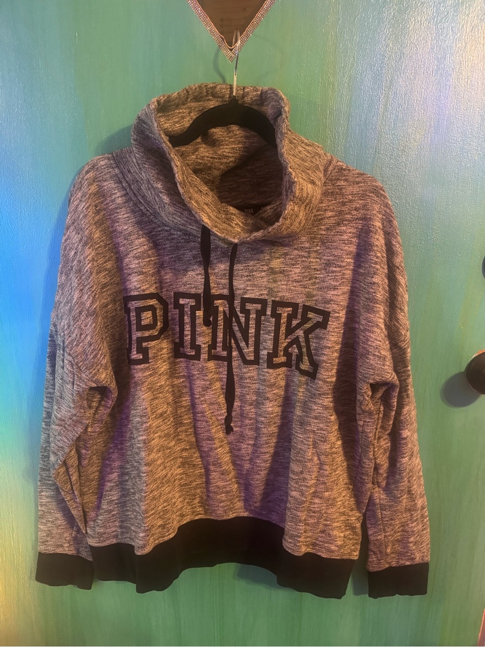 Victoria’s Secret  PINK Gray Marled Cowl Neck Oversized Sweatshirt Large